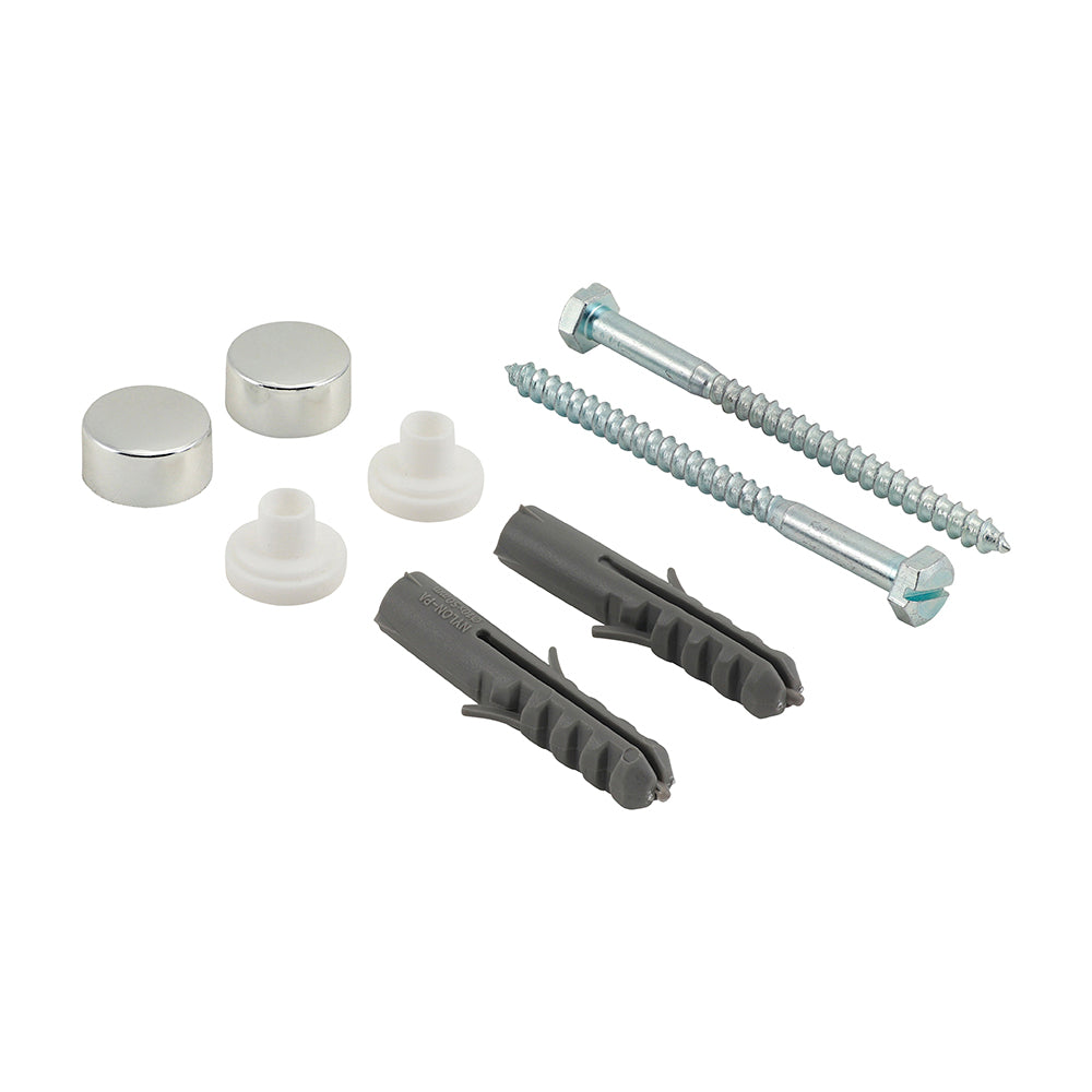 Designed for floor fixing pan/bidets into a variety of solid building materials. Countersunk nylon bushes designed to ensure no damage is done to the fixture during installation. Flat caps for a concealed finish. Can also be used into wood without the use of nylon plugs. 