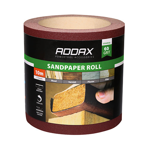 Manufactured using heavy duty 250g backing paper, allowing for long lasting and hard wearing sanding performance. The premium quality calcined aluminium oxide grit allows for excellent material removal in a wide variety of woodworking, painting and decorating applications. 