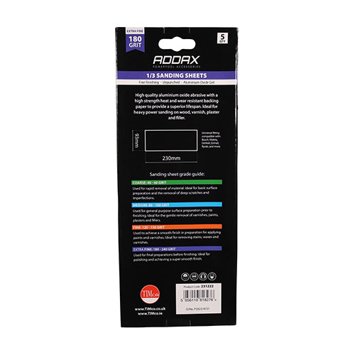 High quality aluminium oxide abrasive with a high strength heat and wear resistant backing paper to provide a superior lifespan. Ideal for heavy power sanding on wood, paint, varnish, plaster and filler.