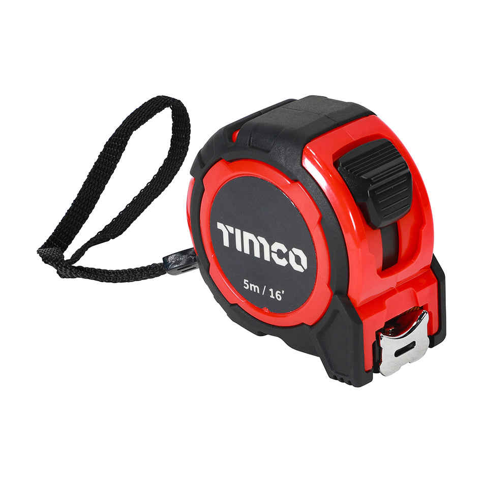 Trade quality tape measure with a locking button, strengthened belt clip, hand strap and a 25mm nylon coated blade to provide a convenient standout in excess of 2.3m. Class II accuracy and MID 2006 compliant for precise measuring in either metric or imperial units. 