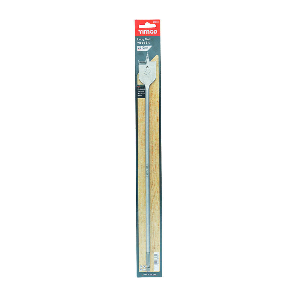 Long 400mm length for greater reach and drilling deep holes in wood, chipboard and plasterboard. The twin cutting edge and integral centre point enhances speed and provides rapid chip removal when drilling various types of timber and man-made boards. 