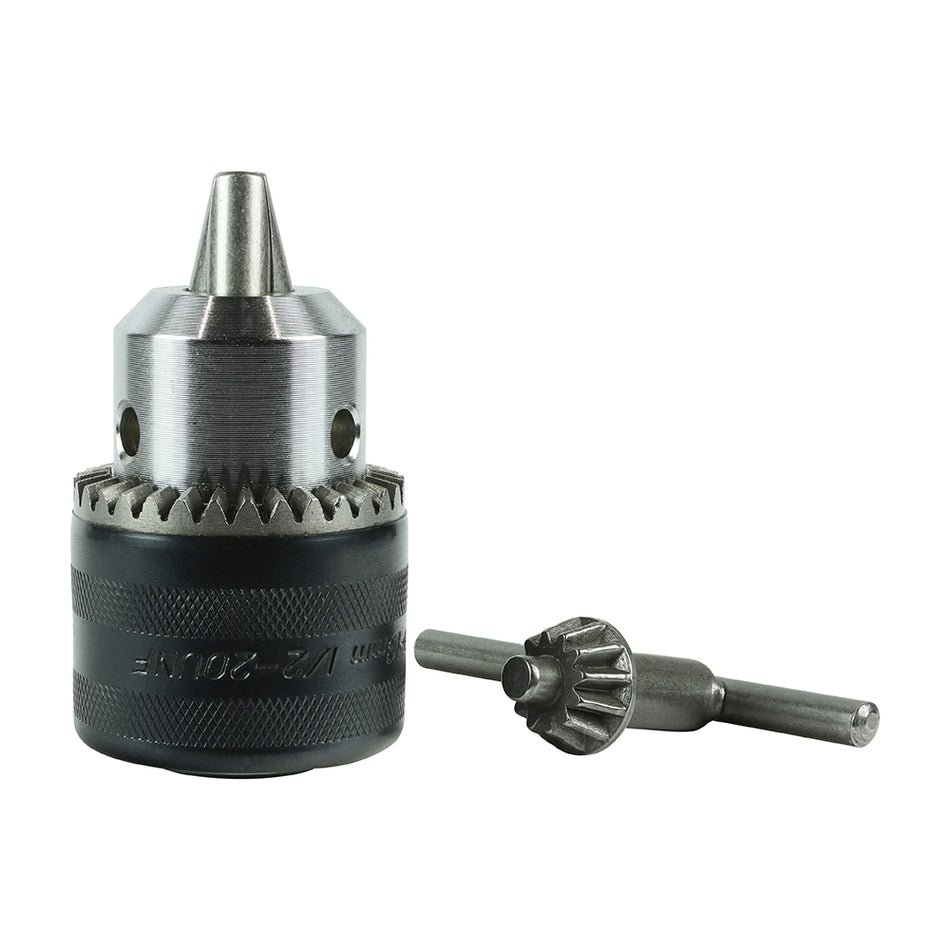 A traditional keyed chuck that fits drills with 1/2" shaft, sold with a key. Suitable for 1.5mm - 13mm drill bits.