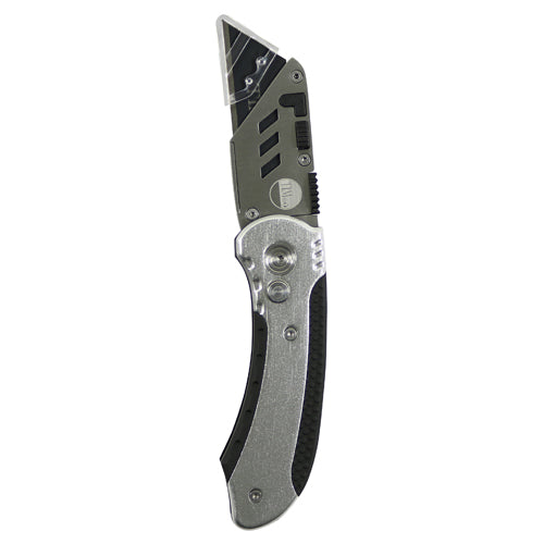 Compact and lightweight foldable utility knife with pack of 10 blades. 