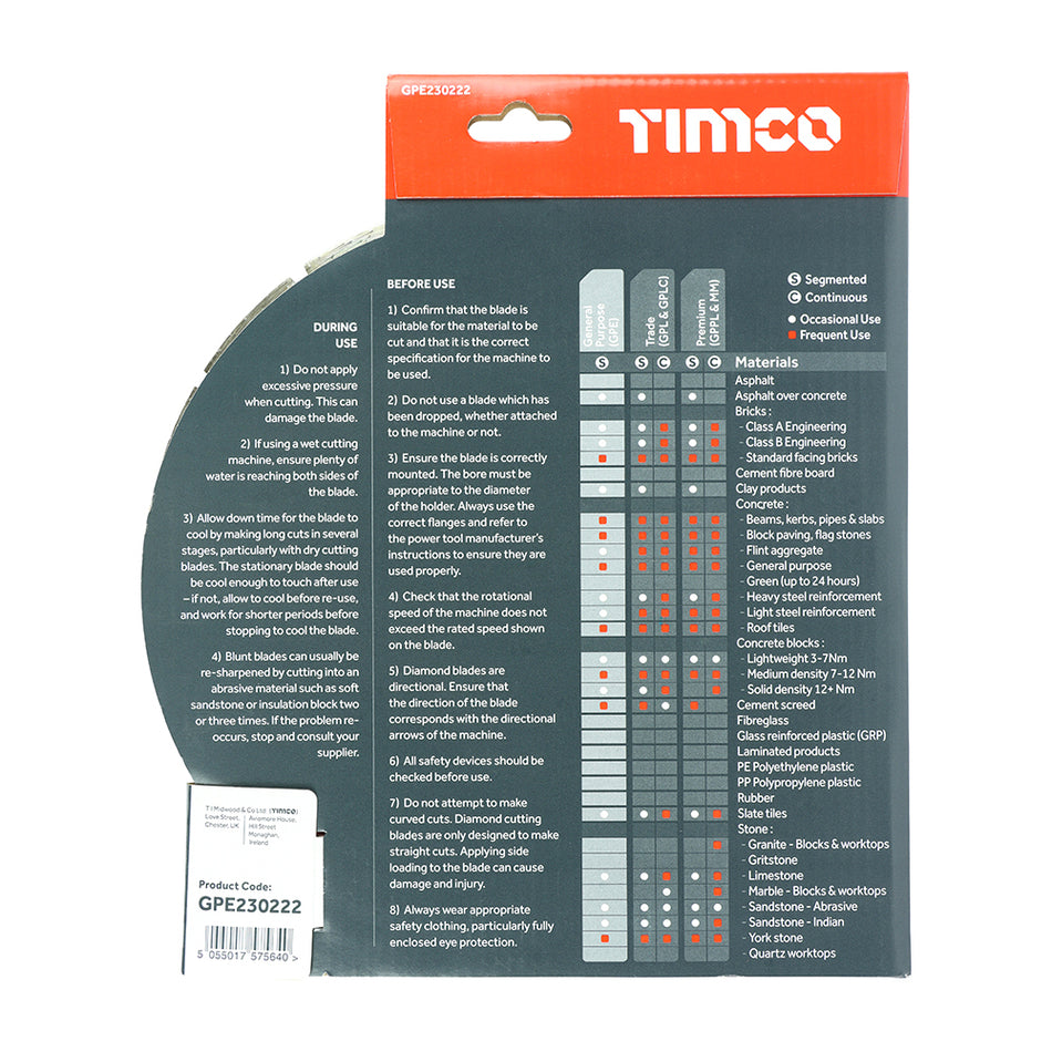 An sintered diamond blade, manufactured using a heavy duty body and high quality cold pressed diamond powder for maximum value per cut. Suitable for use on most building materials such as common bricks, paving slabs, kerbs, lintels and more. 