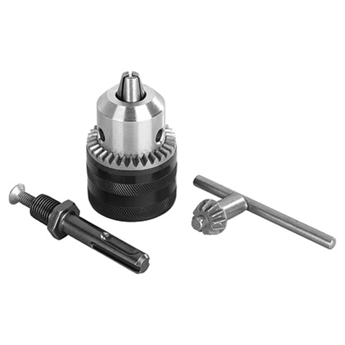 A traditional keyed chuck that fits drills with 1/2" shaft, sold with a key and an SDS plus adaptor. Suitable for 1.5mm - 13mm drill bits. 