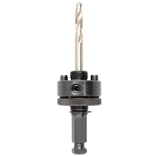 Holesaw arbors including pilot drill for use with 32 - 210mm diameter holesaws.