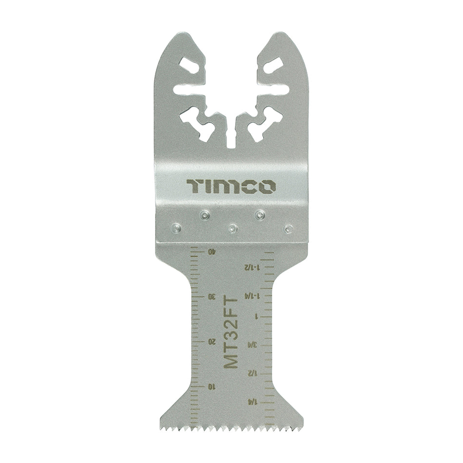 32mm blade for general work. Fine cut blades are designed for a fine, clean cut into wood, plasterboard and many types of plastic. 