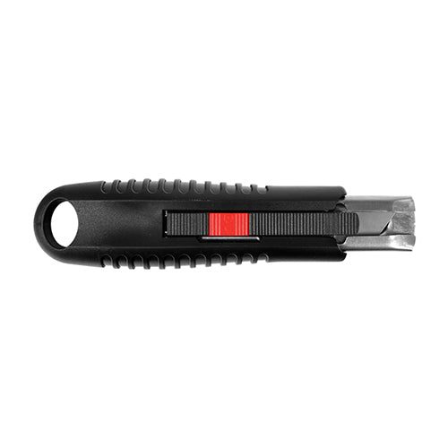 Retractable safety knife featuring an automatic blade system that retracts as soon as it leaves contact with the cut surface. Complete with a sure grip comfort handle and safety locking mechanism, these knives are ideal for the warehouse environment. Supplied with 5x spare blades in handy pack.