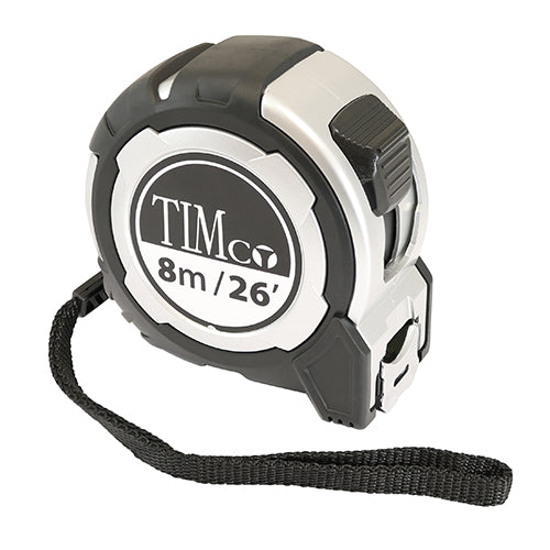 Trade quality tape measure with a locking button, strengthened belt clip, hand strap and a 25mm nylon coated blade to provide a convenient standout in excess of 2.3m. Class II accuracy and MID 2006 compliant for precise measuring in either metric or imperial units. 