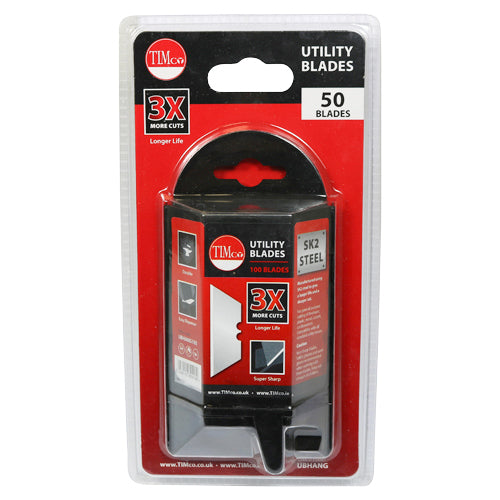 Compatible with all standard utility knives. Manufactured using SK2 steel to give a longer life and a sharper cut. For general purpose cutting of linoleum, plastic, wood, carpet, cardboard etc. 