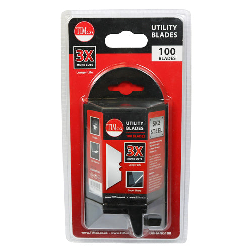 Compatible with all standard utility knives. Manufactured using SK2 steel to give a longer life and a sharper cut. For general purpose cutting of linoleum, plastic, wood, carpet, cardboard etc. 