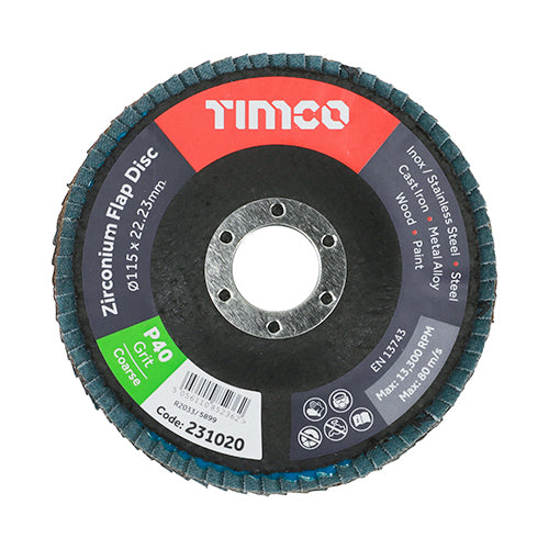 A premium, long life and heavy duty zirconium flap disc for consistent and rapid performance whilst grinding, finishing, removing paint and weld dressing. Ideal for flat and curved surfaces. 