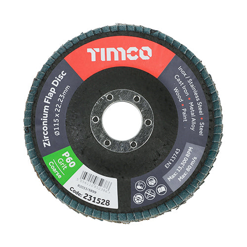 A premium, long life and heavy duty zirconium flap disc for consistent and rapid performance whilst grinding, finishing, removing paint and weld dressing. Ideal for flat and curved surfaces. 