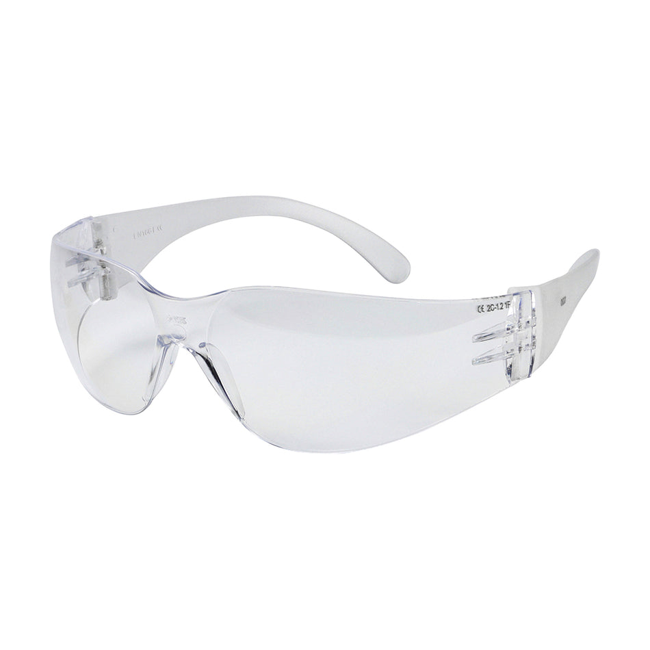 Lightweight economic safety glasses designed to be comfortable and secure. The clear lenses provide excellent visibility and are treated with an advanced coating to prevent scratches. 