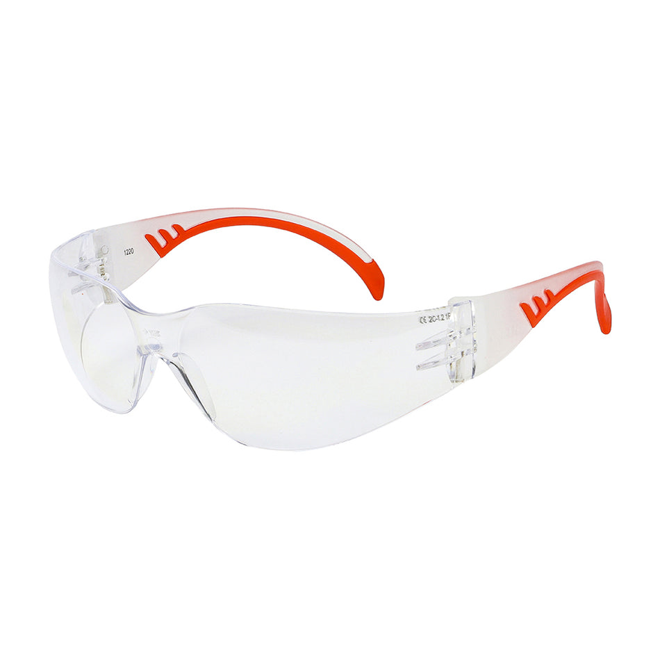 Lightweight safety glasses with soft arms to give extra comfort and grip around the ears and temples when worn for long periods. The clear lenses provide excellent visibility and are treated with an advanced micro coating to prevent scratches. 