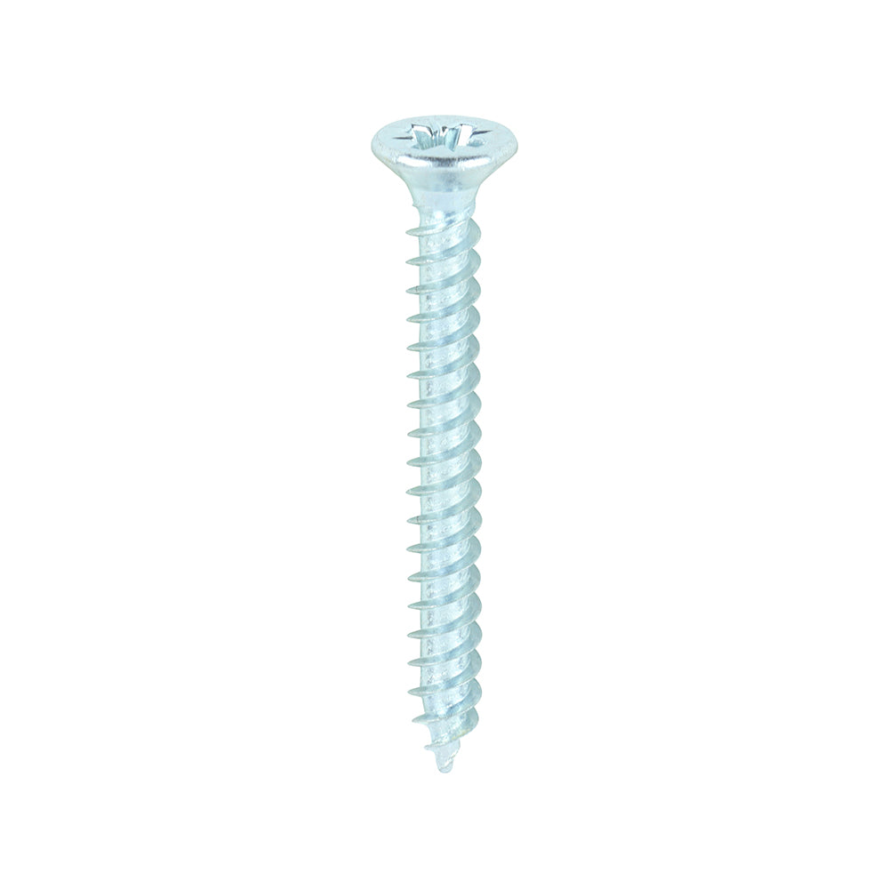 A traditional twin-thread woodscrew with single lead start for a fast installation. Mainly used in soft timber applications or masonry with a plastic plug. 