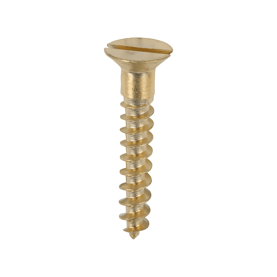 Traditional polished, solid brass slotted woodscrews. Ideal for applications where a traditional cosmetic finish is required or for use in a corrosive environment.   