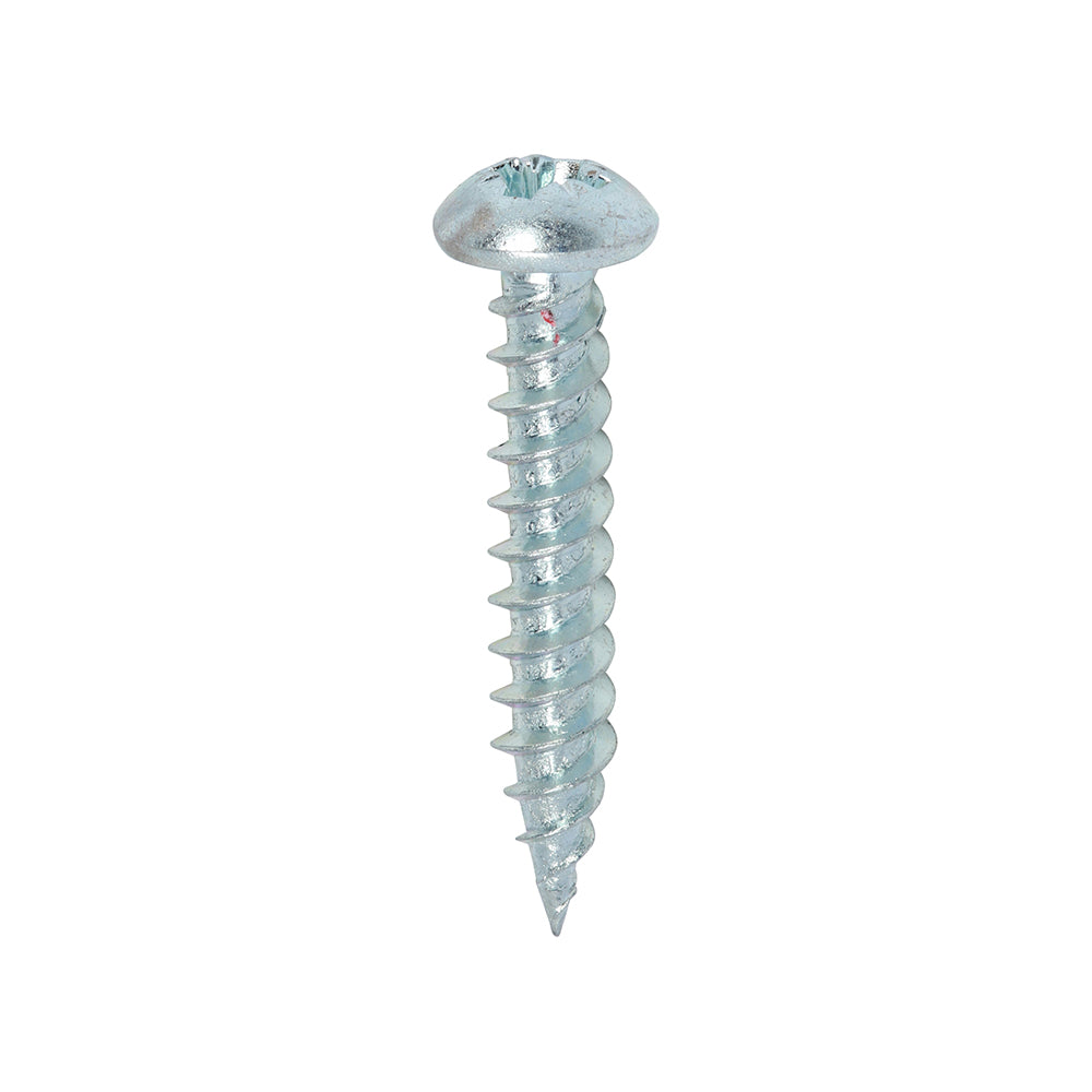 A traditional twin-thread woodscrew with single lead start for a fast installation. Roundhead screw used for clamping to flat surfaces or to achieve a high aesthetic finish.