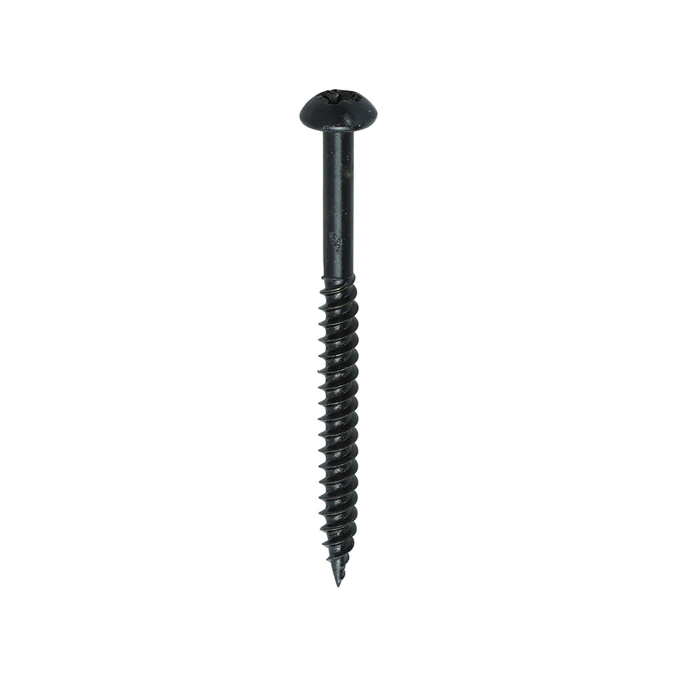 A twin-threaded woodscrew with a black organic finish designed to be used with a black ironmongery. NOTE: Partially threaded.