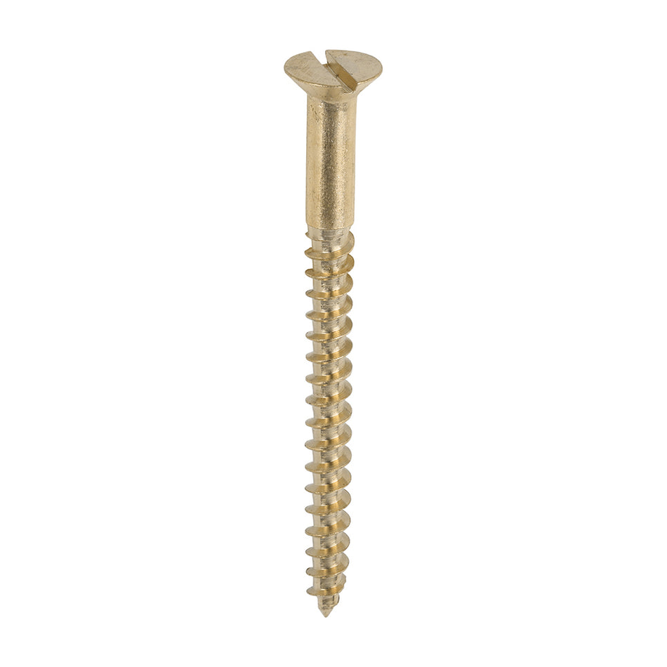 Traditional polished, solid brass slotted woodscrews. Ideal for applications where a traditional cosmetic finish is required or for use in a corrosive environment.   