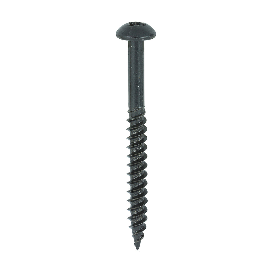 A twin-threaded woodscrew with a black organic finish designed to be used with a black ironmongery. NOTE: Partially threaded.