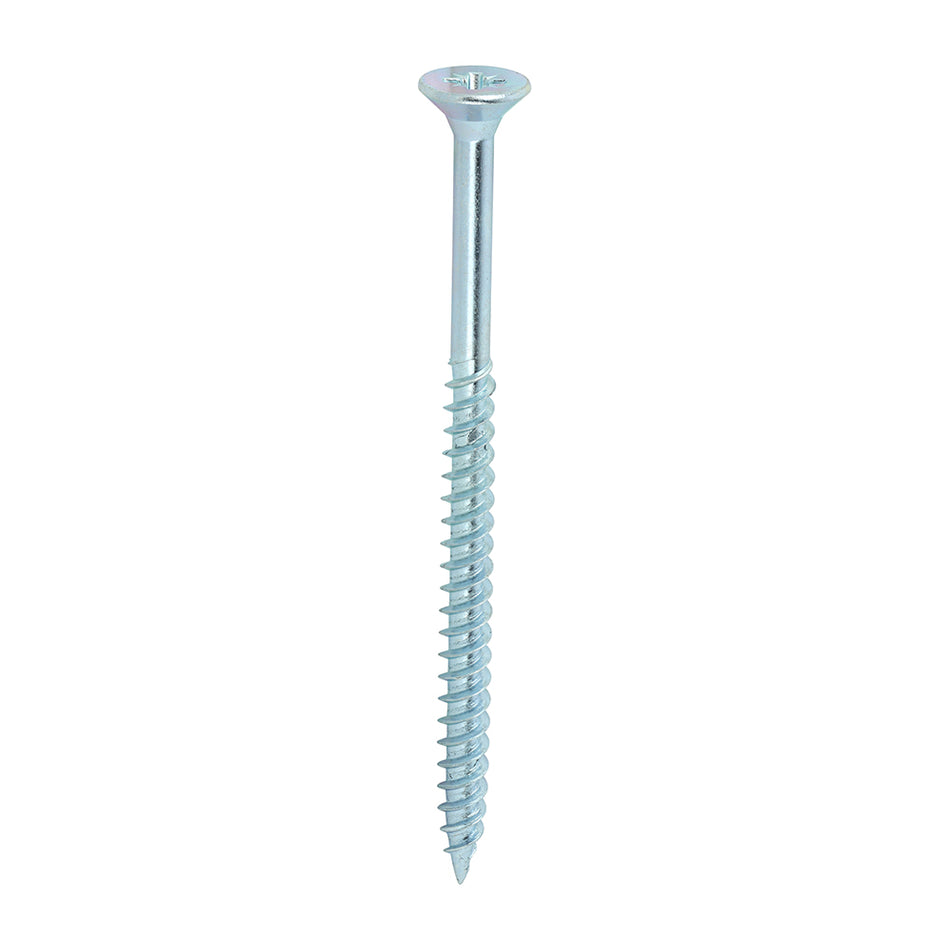 A traditional twin-thread woodscrew with single lead start for a fast installation. Mainly used in soft timber applications or masonry with a plastic plug. NOTE: Partially threaded. 