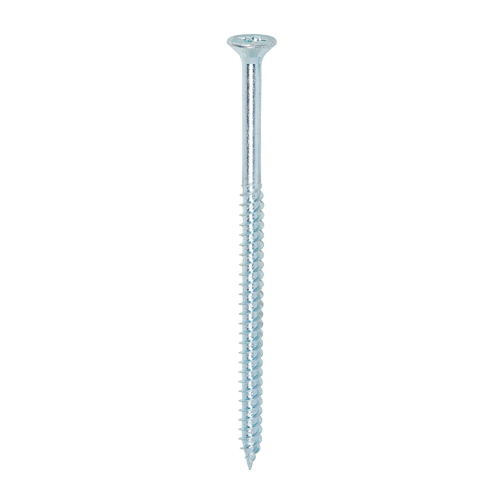 A traditional twin-thread woodscrew with single lead start for a fast installation. Mainly used in soft timber applications or masonry with a plastic plug. NOTE: Partially threaded. 