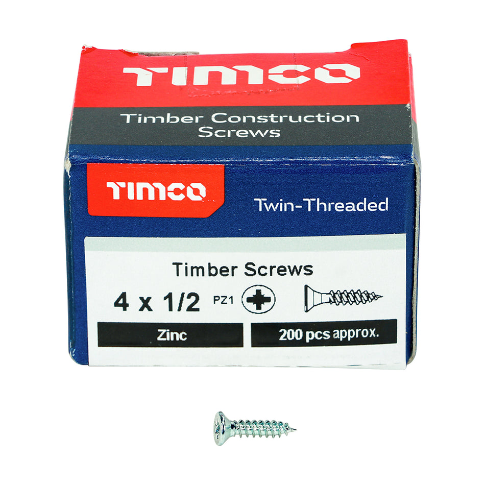 A traditional twin-thread woodscrew with single lead start for a fast installation. Mainly used in soft timber applications or masonry with a plastic plug. 