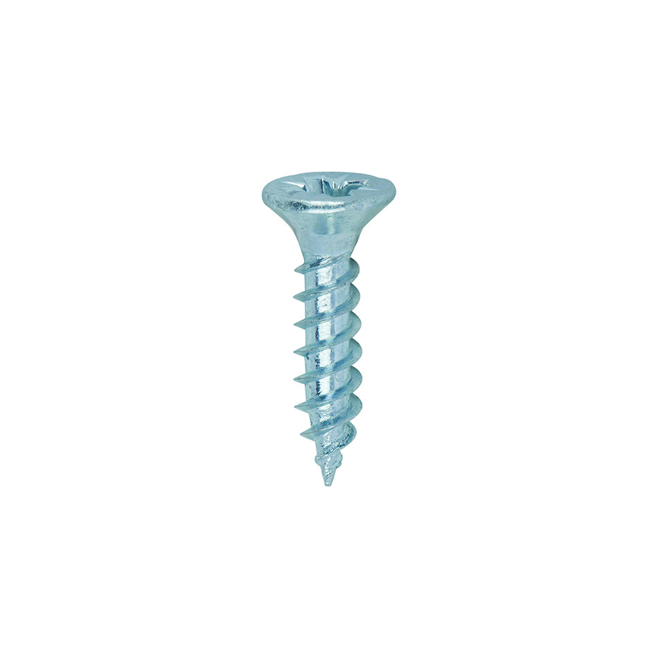 A traditional twin-thread woodscrew with single lead start for a fast installation. Mainly used in soft timber applications or masonry with a plastic plug. 