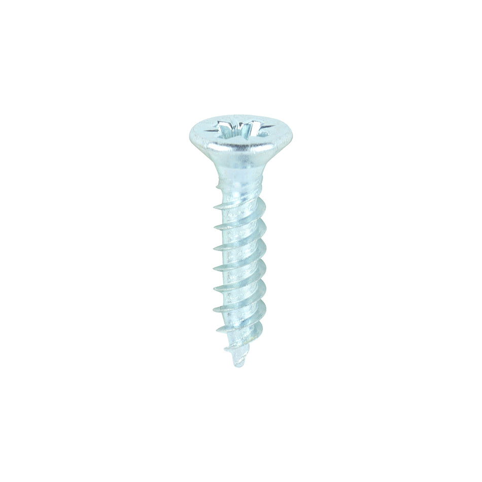 A traditional twin-thread woodscrew with single lead start for a fast installation. Mainly used in soft timber applications or masonry with a plastic plug. 