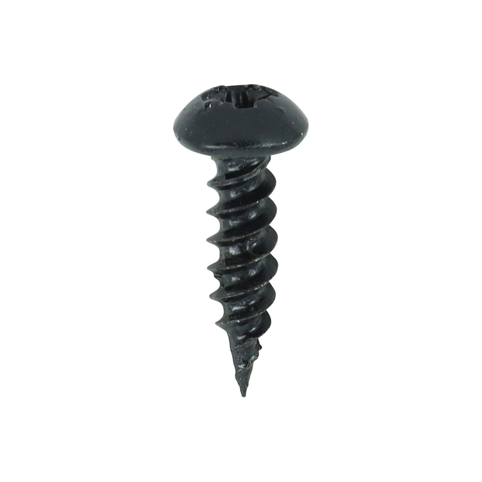 A twin-threaded woodscrew with a black organic finish designed to be used with a black ironmongery.