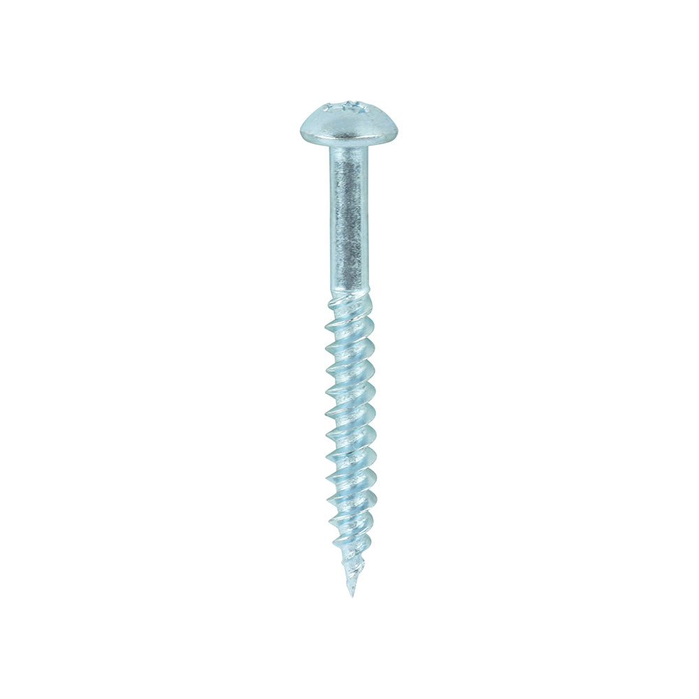 A traditional twin-thread woodscrew with single lead start for a fast installation. Roundhead screw used for clamping to flat surfaces or to achieve a high aesthetic finish. NOTE: Partially threaded. 