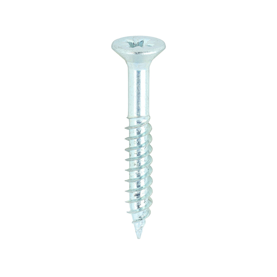 A traditional twin-thread woodscrew with single lead start for a fast installation. Mainly used in soft timber applications or masonry with a plastic plug. NOTE: Partially threaded. 