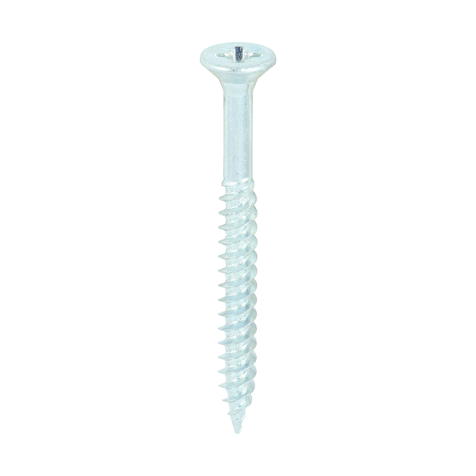 A traditional twin-thread woodscrew with single lead start for a fast installation. Mainly used in soft timber applications or masonry with a plastic plug. NOTE: Partially threaded. 