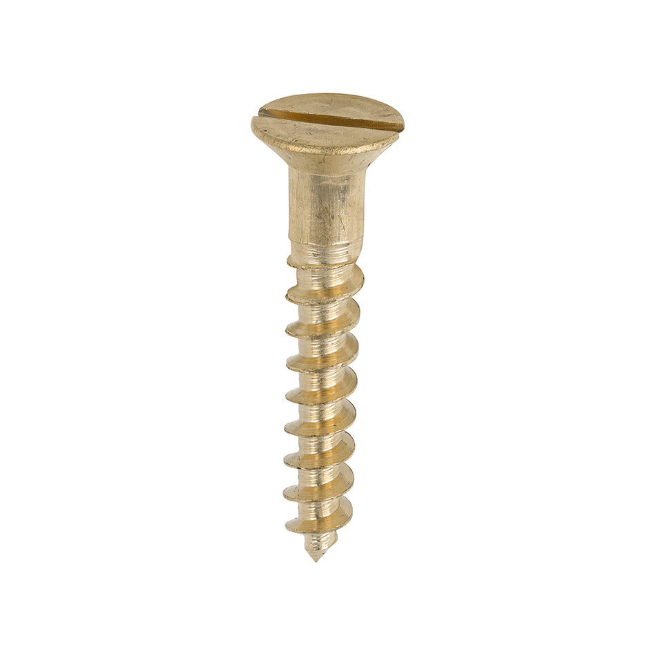 Traditional polished, solid brass slotted woodscrews. Ideal for applications where a traditional cosmetic finish is required or for use in a corrosive environment.   