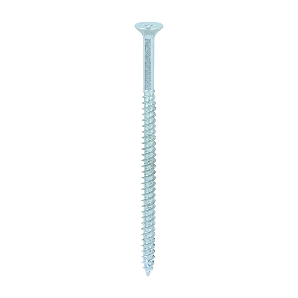 A traditional twin-thread woodscrew with single lead start for a fast installation. Mainly used in soft timber applications or masonry with a plastic plug. NOTE: Partially threaded. 