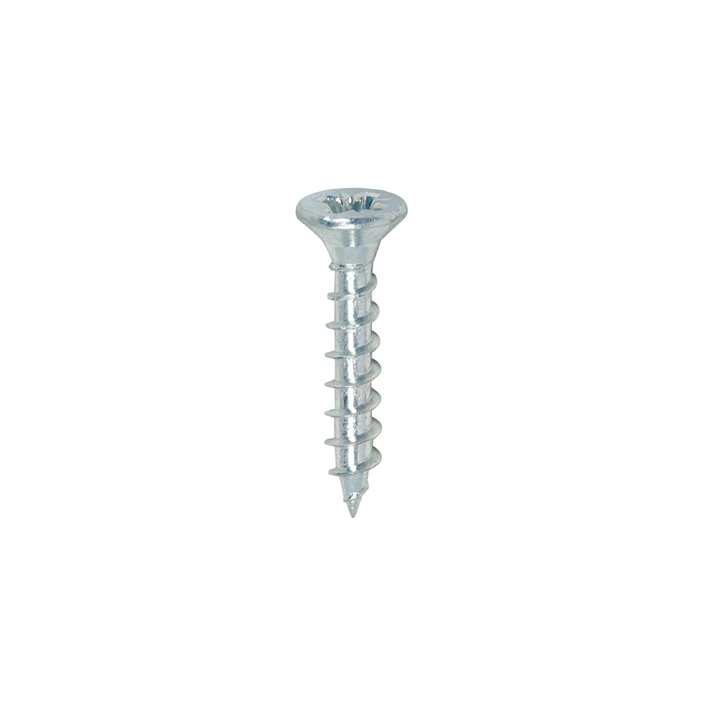 A single thread woodscrew mainly used in various types of timber and man-made boards or into masonry with the use of a plastic plug. 