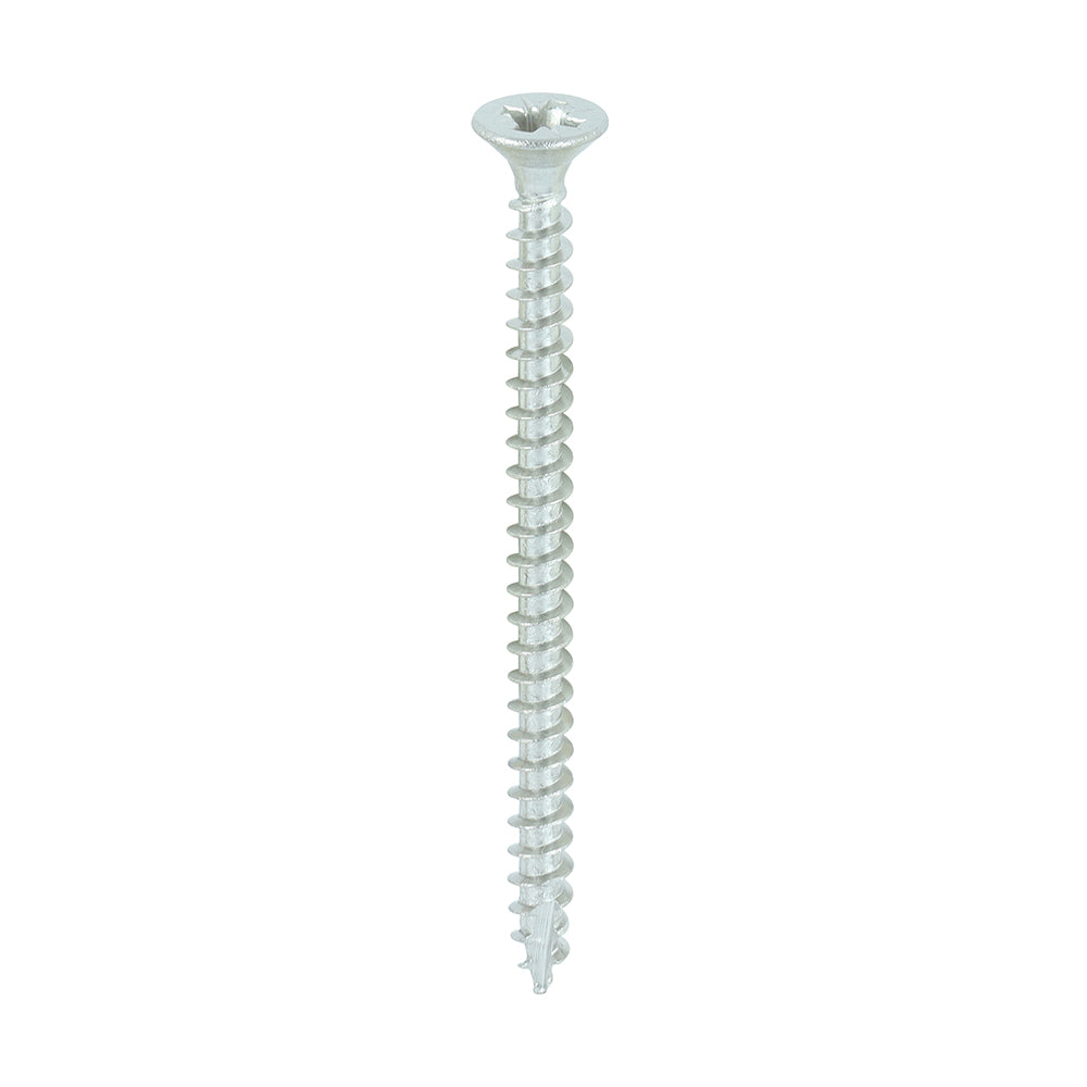 All the features and superior performance of the Classic Multi-Purpose Screw manufactured from A2 Stainless Steel. Ideal where ultimate corrosion resistance is required when fixing to softwoods, hardwood (pre-drilled), chipboard, MDF and plastic. Stainless steel must be used where there is corrosive environment and/or the base material has inherent corrosive characteristics e.g. Green Oak.