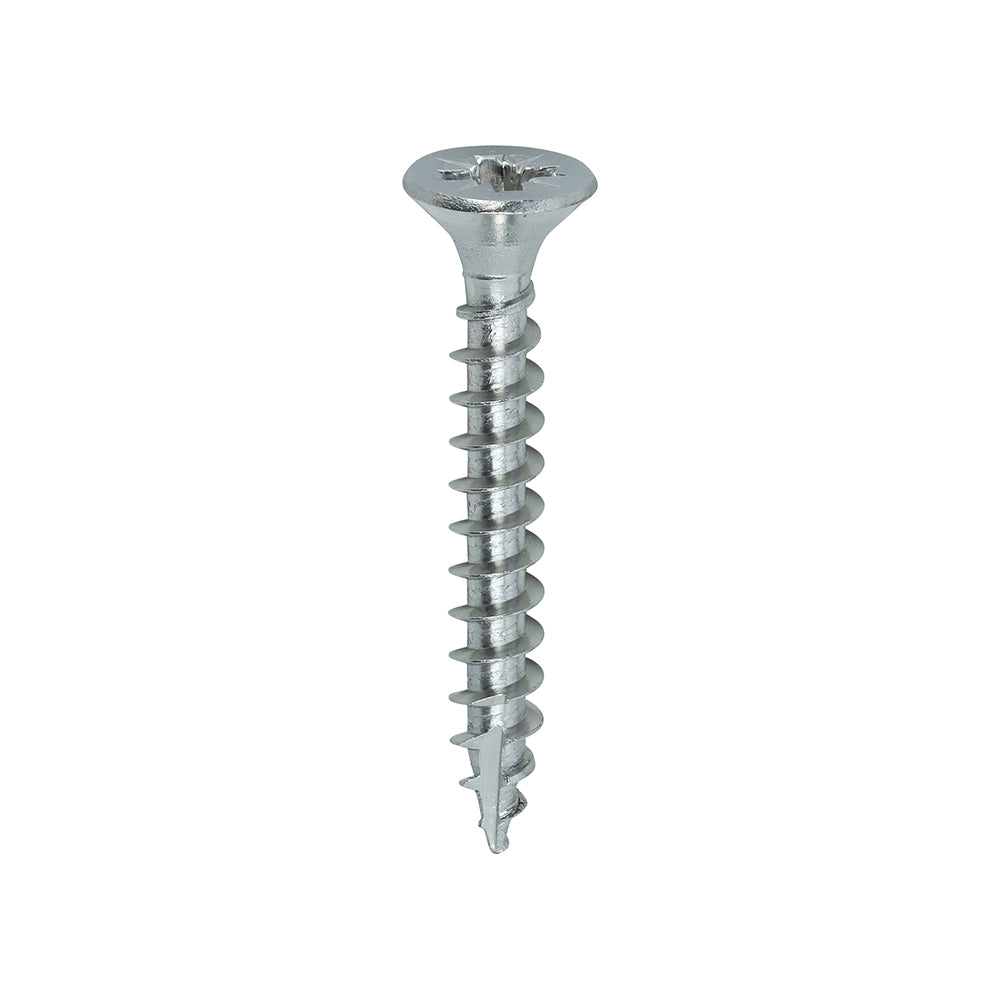 All the features and superior performance of the Classic Multi-Purpose Screw manufactured from marine grade A4 Stainless Steel. 
Ideal for coastal and highly corrosive environments when fixing to softwoods, hardwood (pre-drilled), chipboard, MDF and plastic. 
Stainless steel must be used where there is corrosive environment and/or the base material has inherent corrosive characteristics e.g. Green Oak.
