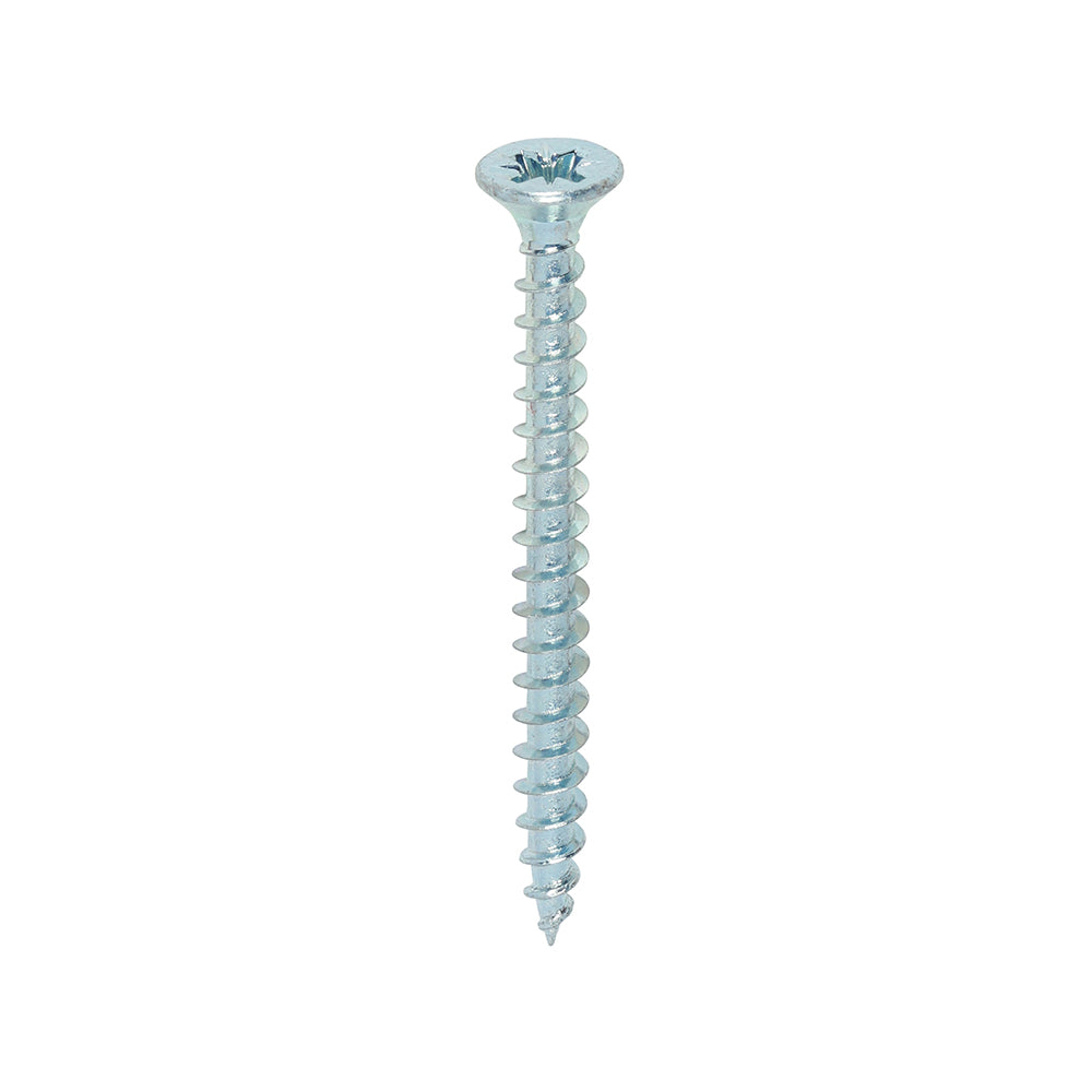 A single thread woodscrew mainly used in various types of timber and man-made boards or into masonry with the use of a plastic plug. 