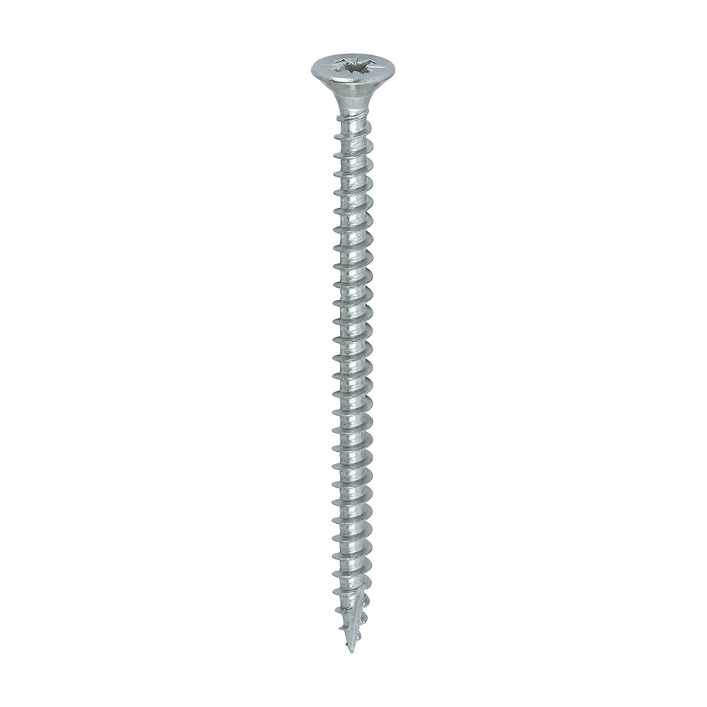 All the features and superior performance of the Classic Multi-Purpose Screw manufactured from marine grade A4 Stainless Steel. 
Ideal for coastal and highly corrosive environments when fixing to softwoods, hardwood (pre-drilled), chipboard, MDF and plastic. 
Stainless steel must be used where there is corrosive environment and/or the base material has inherent corrosive characteristics e.g. Green Oak.
