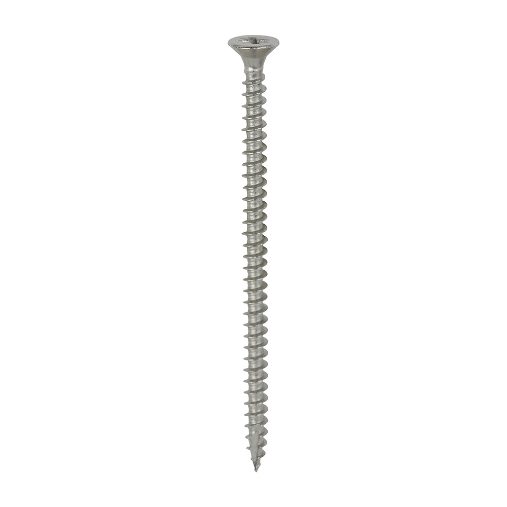 All the features and superior performance of the Classic Multi-Purpose Screw manufactured from marine grade A4 Stainless Steel. 
Ideal for coastal and highly corrosive environments when fixing to softwoods, hardwood (pre-drilled), chipboard, MDF and plastic. 
Stainless steel must be used where there is corrosive environment and/or the base material has inherent corrosive characteristics e.g. Green Oak.
