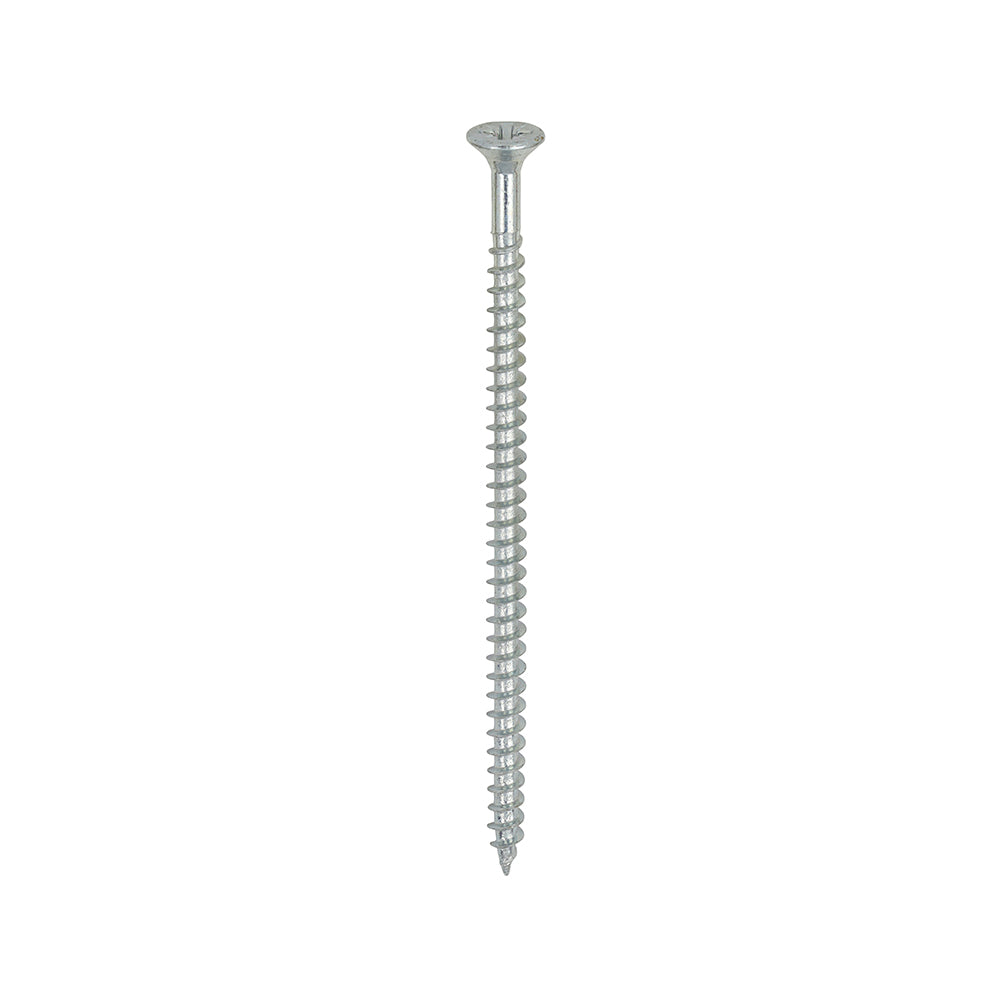 A single thread woodscrew mainly used in various types of timber and man-made boards or or into masonry with the use of a plastic plug.