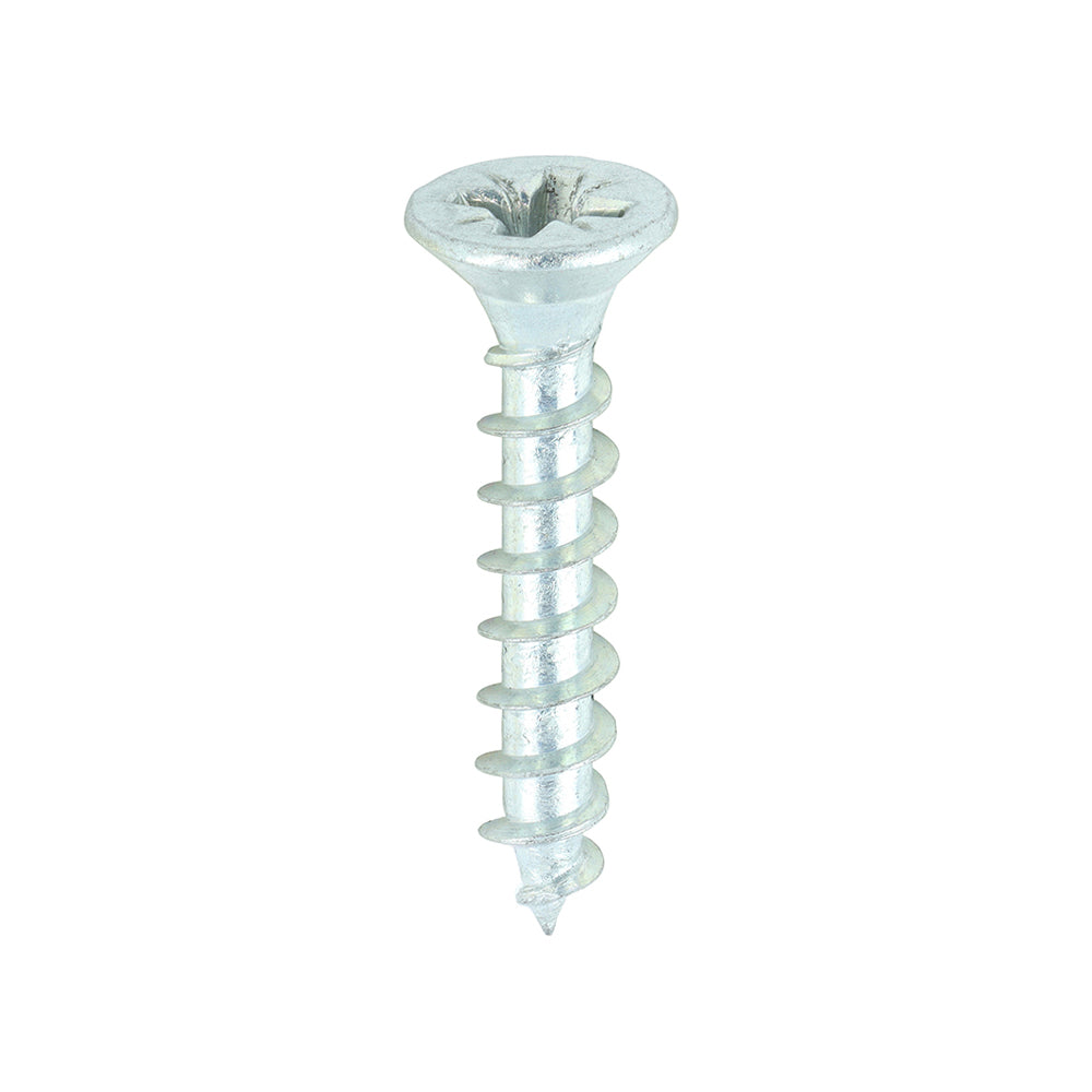 A single thread woodscrew mainly used in various types of timber and man-made boards or into masonry with the use of a plastic plug. 