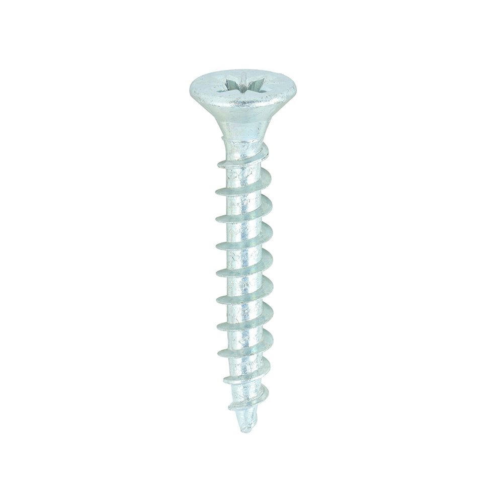 A single thread woodscrew mainly used in various types of timber and man-made boards or into masonry with the use of a plastic plug. 