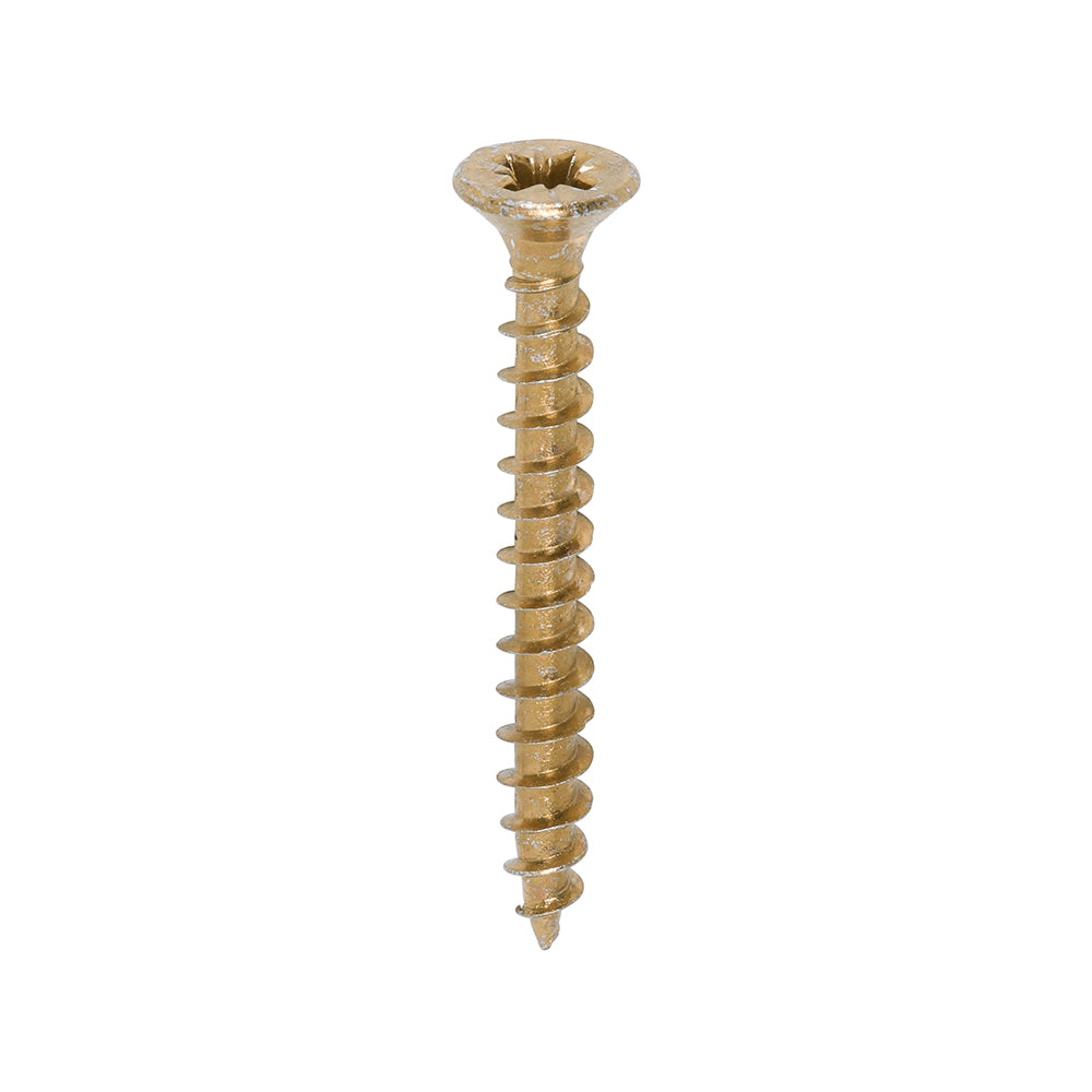 A single thread woodscrew mainly used in various types of timber and man-made boards or into masonry with the use of a plastic plug. 