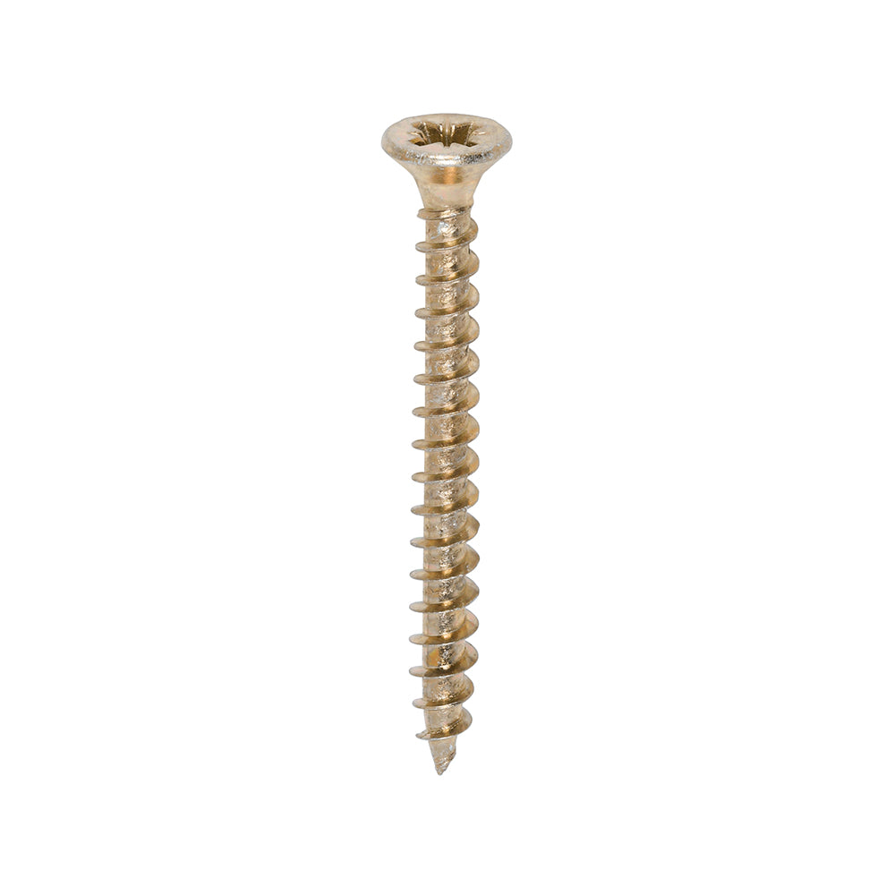 A single thread woodscrew mainly used in various types of timber and man-made boards or into masonry with the use of a plastic plug. 