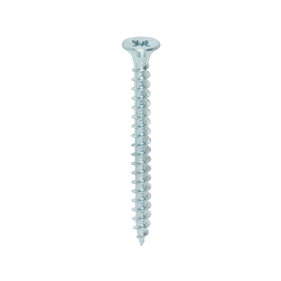 A single thread woodscrew mainly used in various types of timber and man-made boards or into masonry with the use of a plastic plug. 