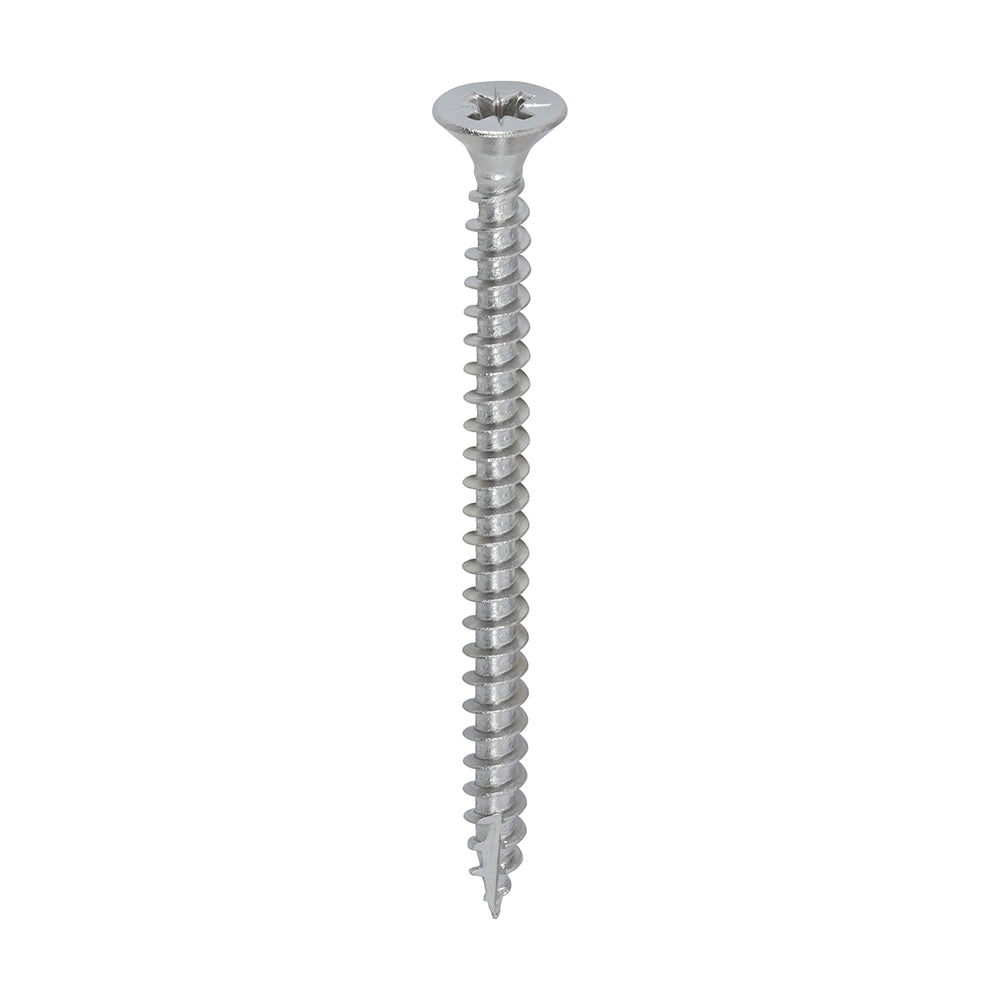 All the features and superior performance of the Classic Multi-Purpose Screw manufactured from A2 Stainless Steel. Ideal where ultimate corrosion resistance is required when fixing to softwoods, hardwood (pre-drilled), chipboard, MDF and plastic. Stainless steel must be used where there is corrosive environment and/or the base material has inherent corrosive characteristics e.g. Green Oak.