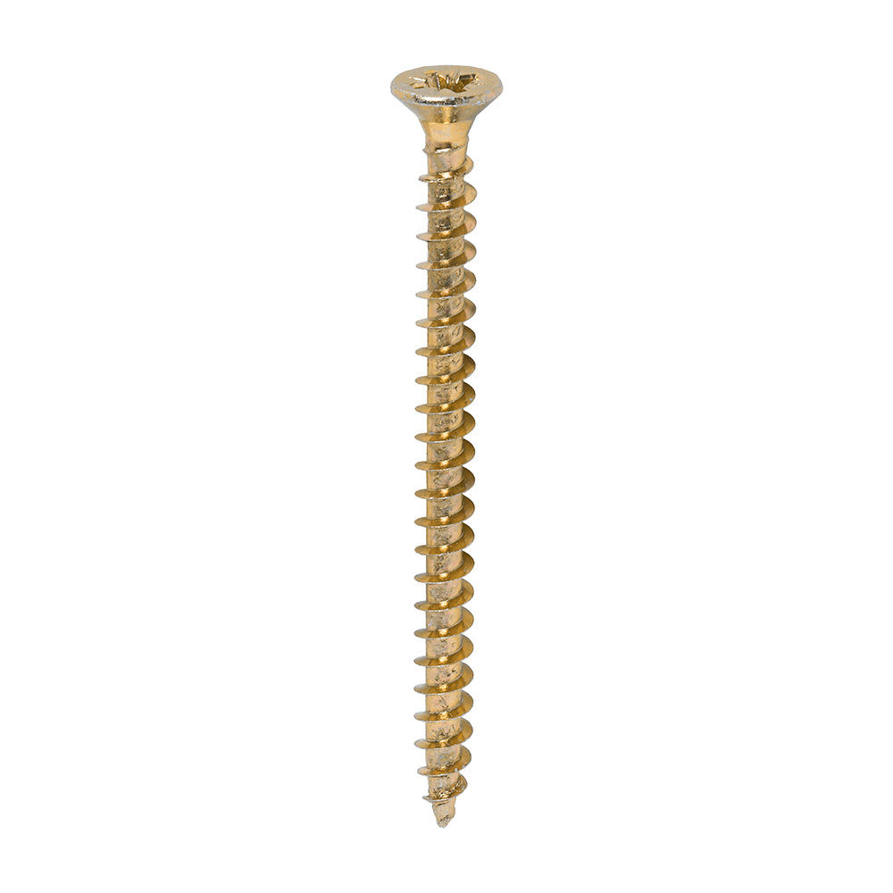 A single thread woodscrew mainly used in various types of timber and man-made boards or into masonry with the use of a plastic plug. 